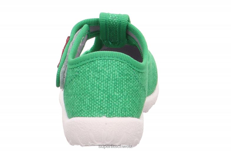 Babys Hausschuhe 44B2D16 Superfit spotty - Slipper mit Klettverschluss Grün Weiß