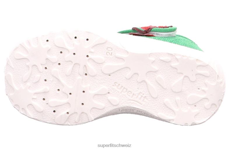 Babys Hausschuhe 44B2D16 Superfit spotty - Slipper mit Klettverschluss Grün Weiß