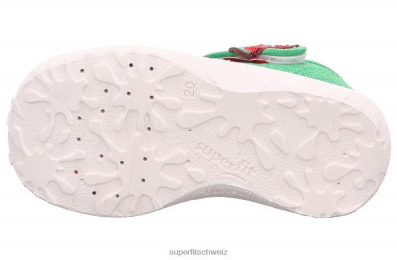 Babys Hausschuhe 44B2D16 Superfit spotty - Slipper mit Klettverschluss Grün Weiß