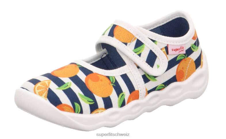 Babys Hausschuhe 44B2D17 Superfit bubble - Slipper mit Klettverschluss orange/mehrfarbig