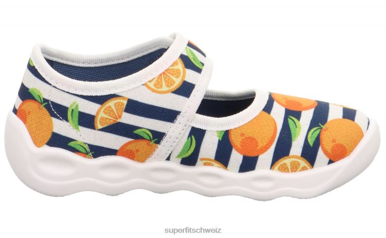 Babys Hausschuhe 44B2D17 Superfit bubble - Slipper mit Klettverschluss orange/mehrfarbig