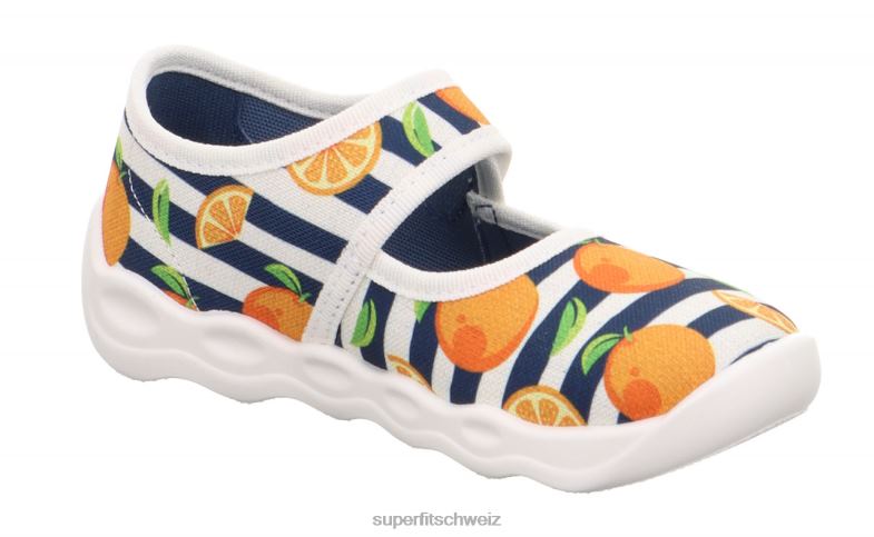 Babys Hausschuhe 44B2D17 Superfit bubble - Slipper mit Klettverschluss orange/mehrfarbig