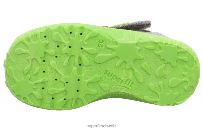 Babys Hausschuhe 44B2D1 Superfit spotty - Slipper mit Klettverschluss grau