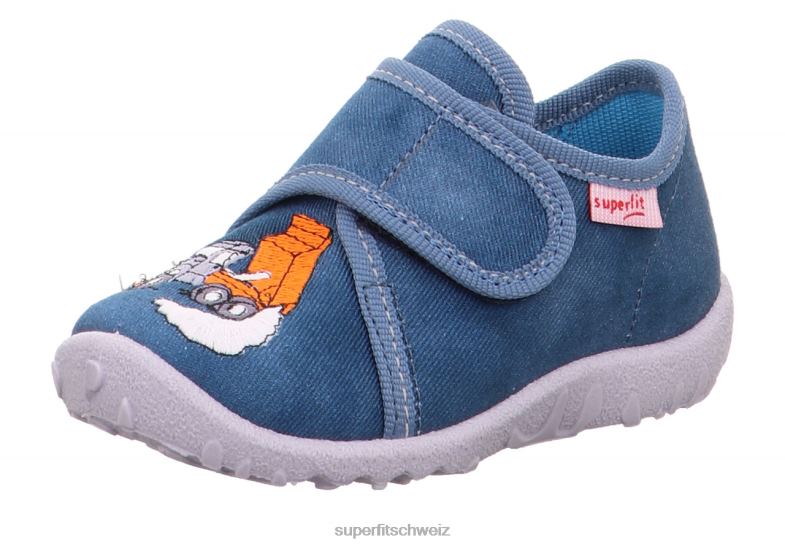 Babys Hausschuhe 44B2D20 Superfit spotty - Slipper mit Klettverschluss Blau
