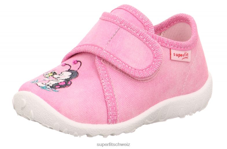 Babys Hausschuhe 44B2D21 Superfit spotty - Slipper mit Klettverschluss Rosa