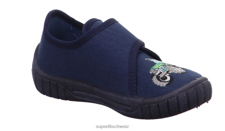 Babys Hausschuhe 44B2D22 Superfit bill - Slipper mit Klettverschluss Ozean