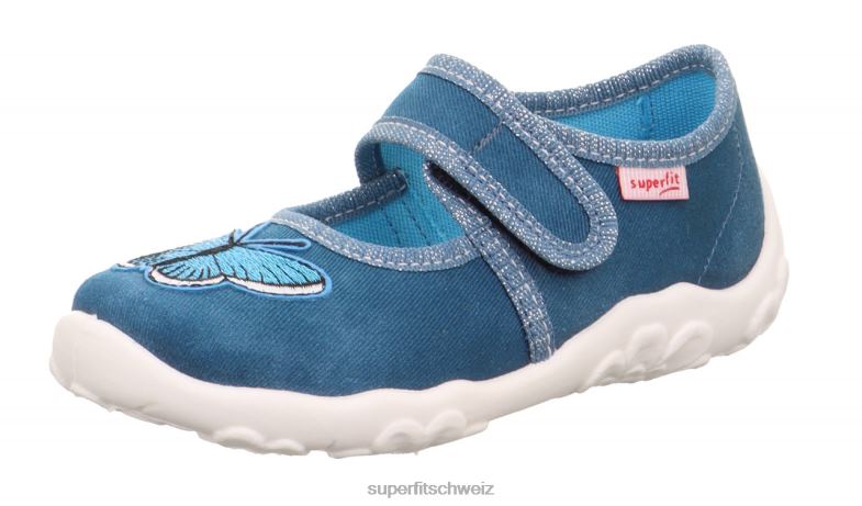 Babys Hausschuhe 44B2D23 Superfit bonny - Slipper mit Klettverschluss Blau