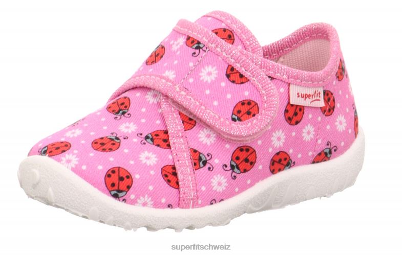 Babys Hausschuhe 44B2D24 Superfit spotty - Slipper mit Klettverschluss rosa/mehrfarbig