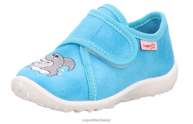 Babys Hausschuhe 44B2D25 Superfit spotty - Slipper mit Klettverschluss Türkis