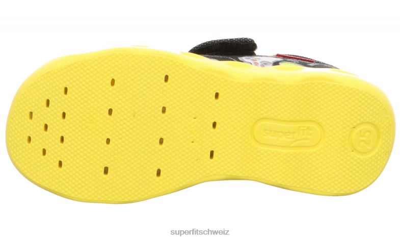 Babys Hausschuhe 44B2D26 Superfit bubble - Slipper mit Klettverschluss schwarz/mehrfarbig