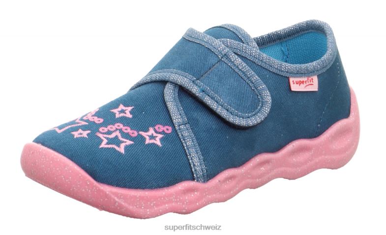 Babys Hausschuhe 44B2D29 Superfit bubble - Slipper mit Klettverschluss Blau