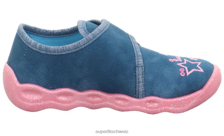 Babys Hausschuhe 44B2D29 Superfit bubble - Slipper mit Klettverschluss Blau