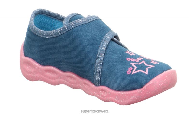 Babys Hausschuhe 44B2D29 Superfit bubble - Slipper mit Klettverschluss Blau