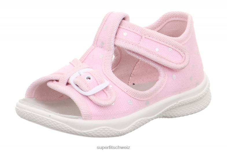 Babys Hausschuhe 44B2D2 Superfit Polly - Slipper mit Klettverschluss rosa/silber
