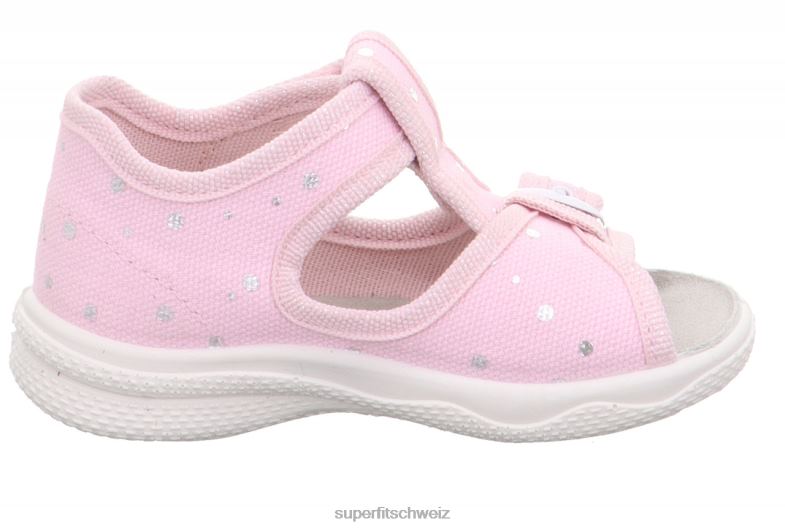 Babys Hausschuhe 44B2D2 Superfit Polly - Slipper mit Klettverschluss rosa/silber