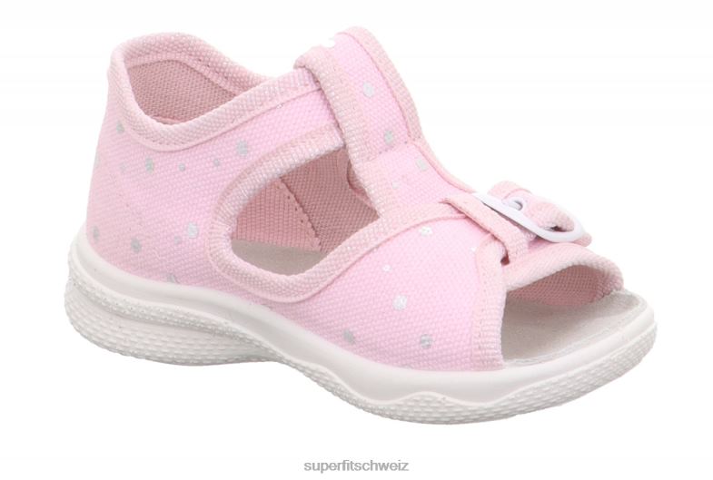 Babys Hausschuhe 44B2D2 Superfit Polly - Slipper mit Klettverschluss rosa/silber