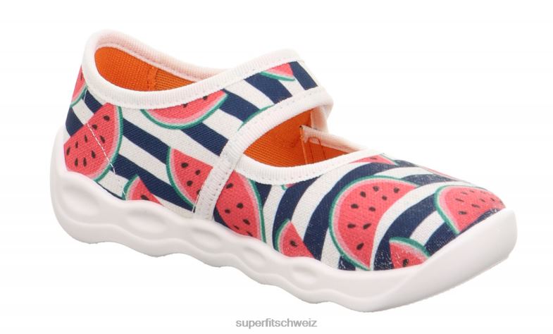 Babys Hausschuhe 44B2D30 Superfit bubble - Slipper mit Klettverschluss rosa/mehrfarbig