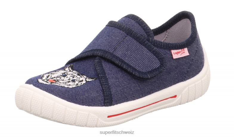 Babys Hausschuhe 44B2D31 Superfit bill - Slipper mit Klettverschluss Blau