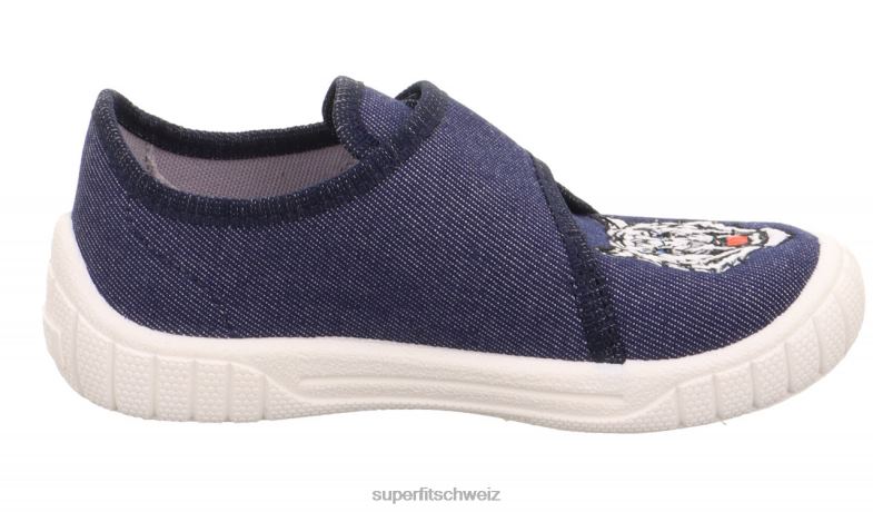 Babys Hausschuhe 44B2D31 Superfit bill - Slipper mit Klettverschluss Blau