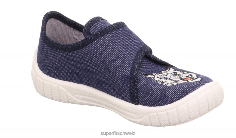 Babys Hausschuhe 44B2D31 Superfit bill - Slipper mit Klettverschluss Blau