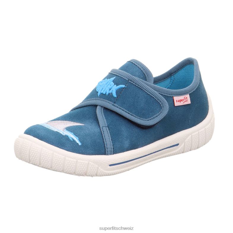 Babys Hausschuhe 44B2D33 Superfit bill - Slipper mit Klettverschluss Blau