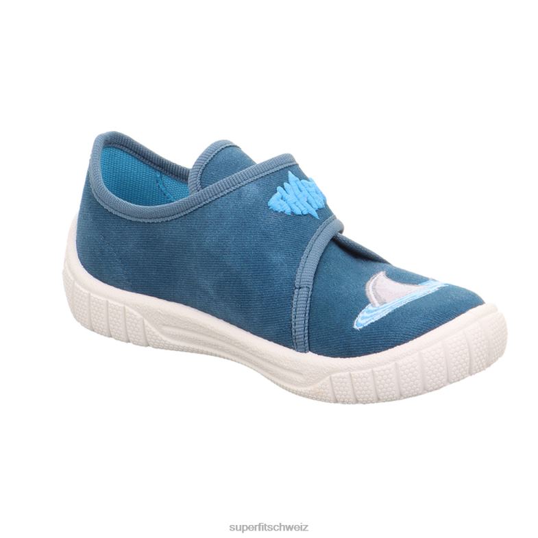 Babys Hausschuhe 44B2D33 Superfit bill - Slipper mit Klettverschluss Blau