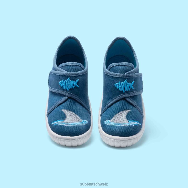Babys Hausschuhe 44B2D33 Superfit bill - Slipper mit Klettverschluss Blau