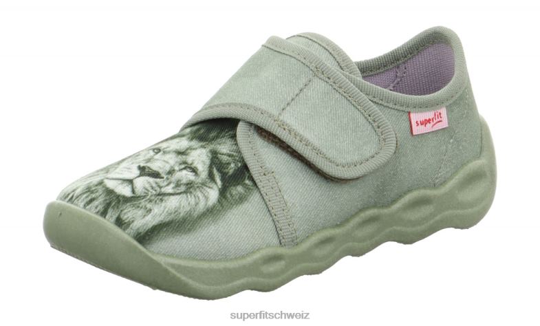 Babys Hausschuhe 44B2D34 Superfit bubble - Slipper mit Klettverschluss hellgrün
