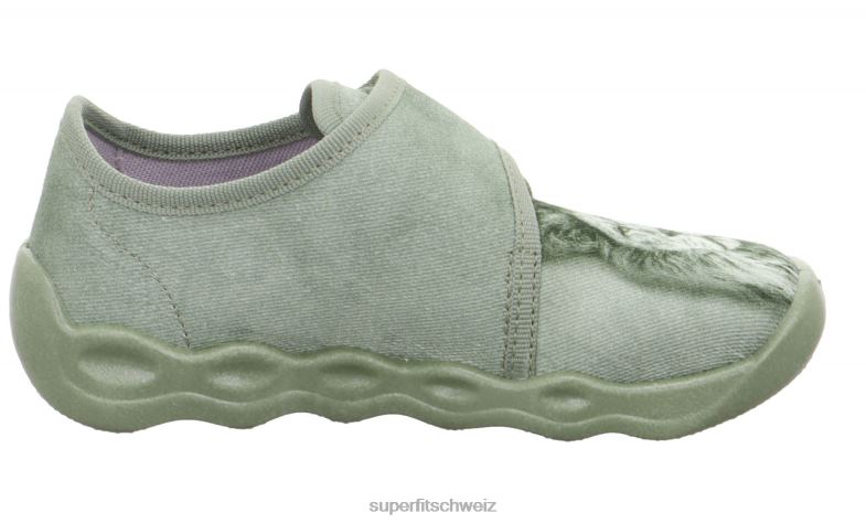 Babys Hausschuhe 44B2D34 Superfit bubble - Slipper mit Klettverschluss hellgrün