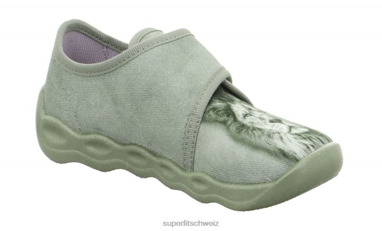 Babys Hausschuhe 44B2D34 Superfit bubble - Slipper mit Klettverschluss hellgrün