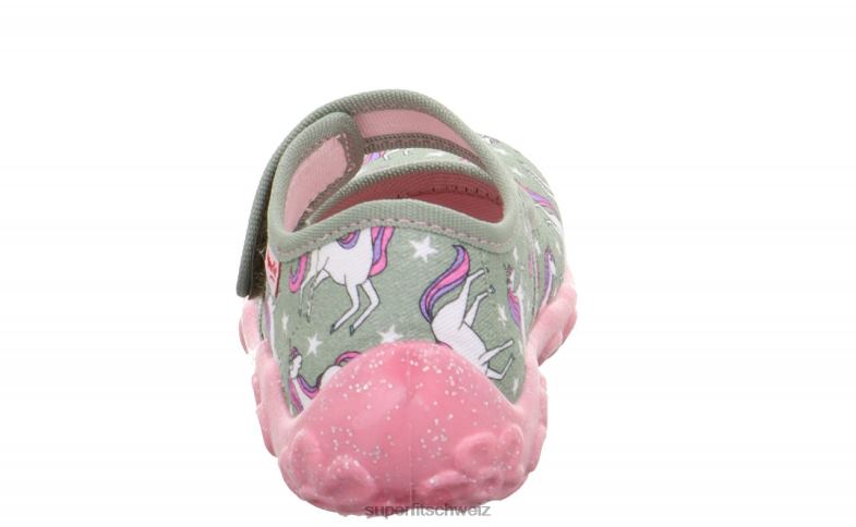Babys Hausschuhe 44B2D36 Superfit bonny - Slipper mit Klettverschluss hellgrün/mehrfarbig