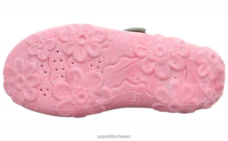 Babys Hausschuhe 44B2D36 Superfit bonny - Slipper mit Klettverschluss hellgrün/mehrfarbig