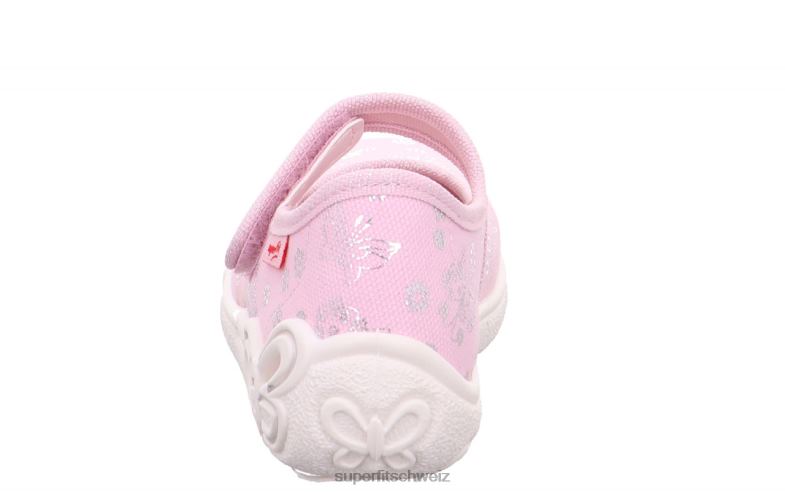 Babys Hausschuhe 44B2D37 Superfit belinda - Slipper mit Klettverschluss rosa/silber