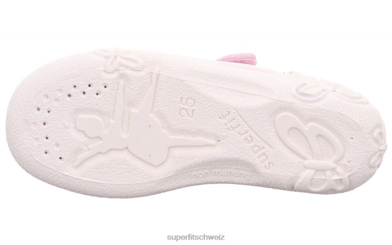 Babys Hausschuhe 44B2D37 Superfit belinda - Slipper mit Klettverschluss rosa/silber