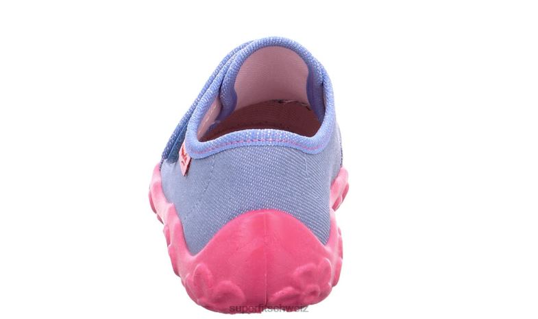 Babys Hausschuhe 44B2D38 Superfit bonny - Slipper mit Klettverschluss Blau Rosa