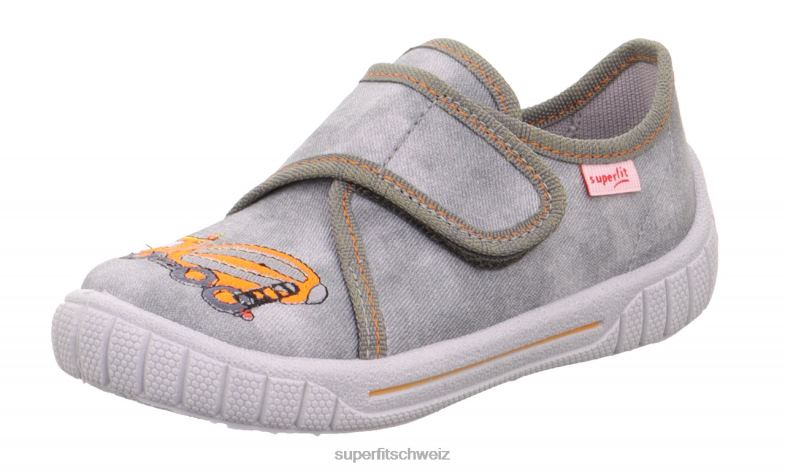 Babys Hausschuhe 44B2D39 Superfit bill - Slipper mit Klettverschluss grau