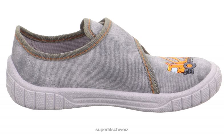 Babys Hausschuhe 44B2D39 Superfit bill - Slipper mit Klettverschluss grau