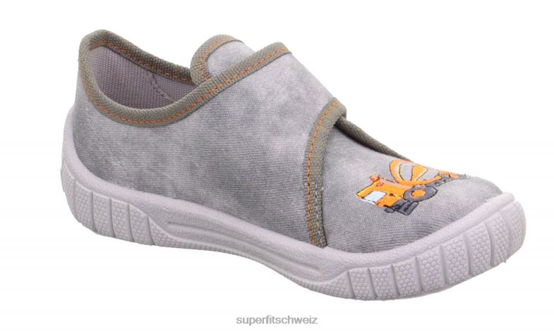 Babys Hausschuhe 44B2D39 Superfit bill - Slipper mit Klettverschluss grau