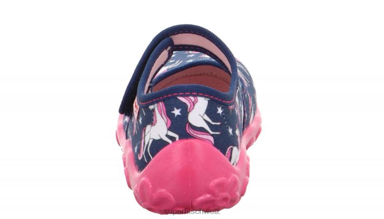 Babys Hausschuhe 44B2D3 Superfit bonny - Slipper mit Klettverschluss blau/mehrfarbig