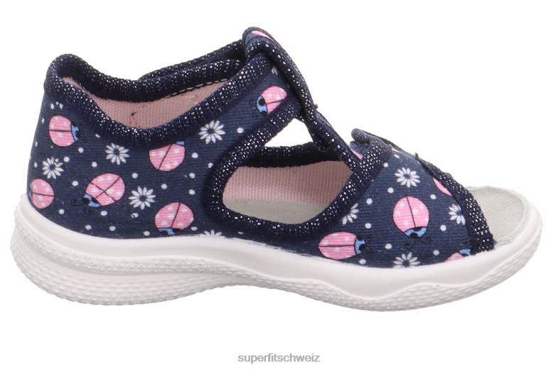 Babys Hausschuhe 44B2D41 Superfit Polly - Slipper mit Klettverschluss blau/mehrfarbig