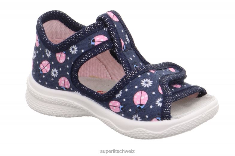 Babys Hausschuhe 44B2D41 Superfit Polly - Slipper mit Klettverschluss blau/mehrfarbig