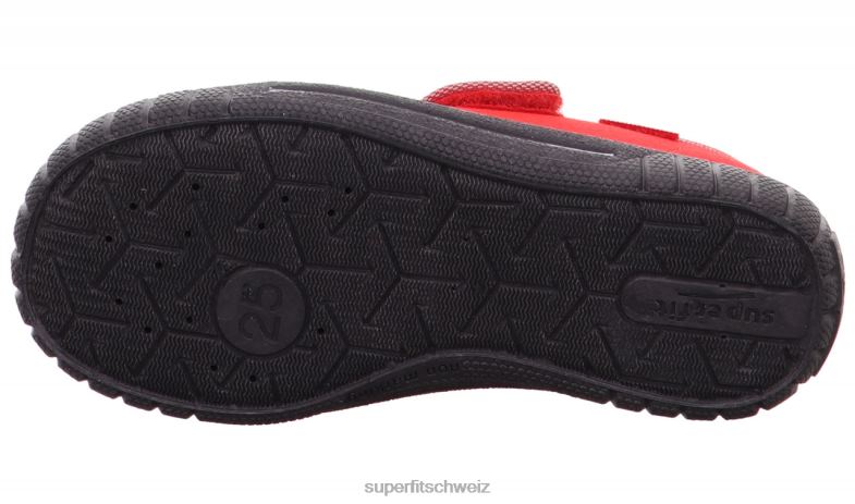 Babys Hausschuhe 44B2D42 Superfit bill - Slipper mit Klettverschluss rot/grau