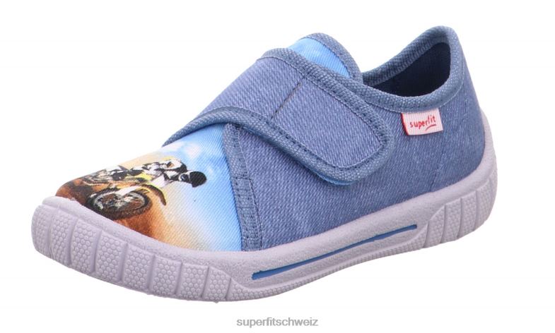 Babys Hausschuhe 44B2D43 Superfit bill - Slipper mit Klettverschluss Blau