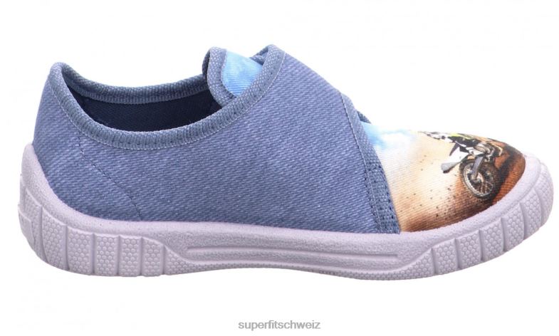 Babys Hausschuhe 44B2D43 Superfit bill - Slipper mit Klettverschluss Blau
