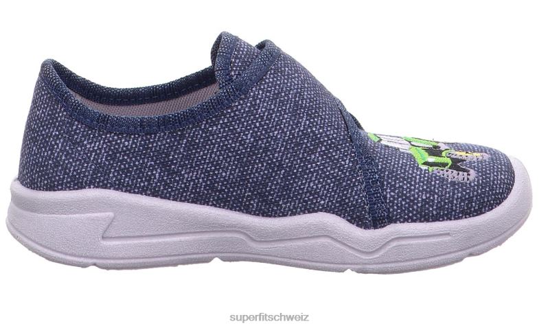Babys Hausschuhe 44B2D46 Superfit benny - Slipper mit Klettverschluss Blau