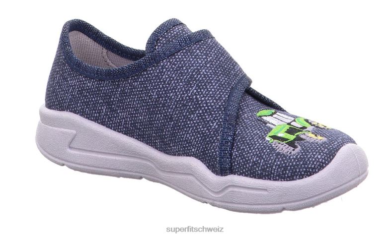 Babys Hausschuhe 44B2D46 Superfit benny - Slipper mit Klettverschluss Blau