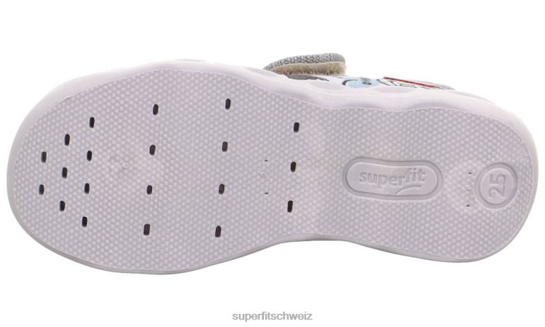 Babys Hausschuhe 44B2D47 Superfit bubble - Slipper mit Klettverschluss grau/mehrfarbig