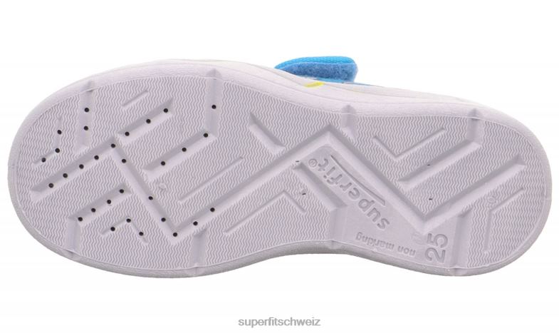 Babys Hausschuhe 44B2D4 Superfit benny - Slipper mit Klettverschluss hellblau/mehrfarbig