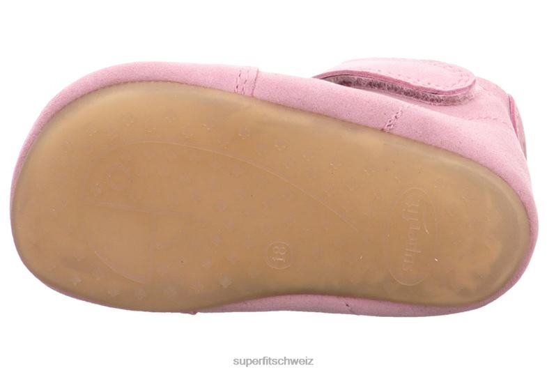 Babys Hausschuhe 44B2D503 Superfit papageno - Slipper mit Klettverschluss Rosa