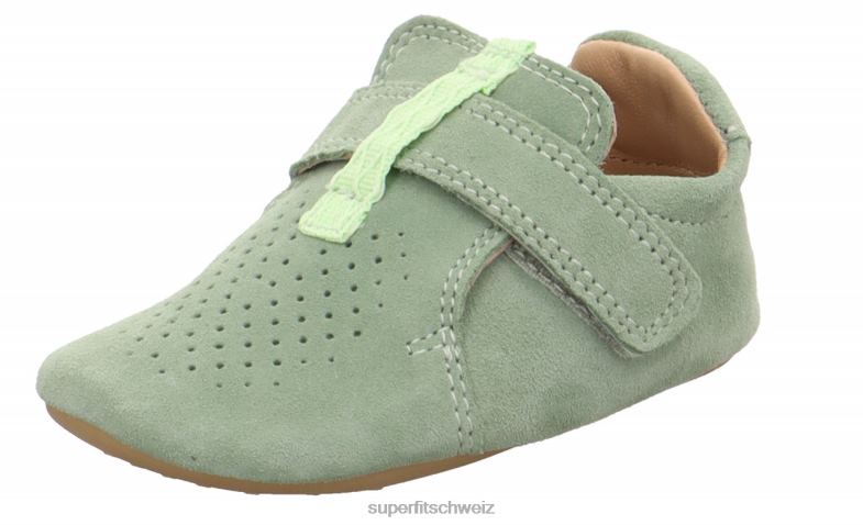 Babys Hausschuhe 44B2D504 Superfit papageno - Slipper mit Klettverschluss hellgrün